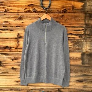 J. CREW | 100% Merino Men's Gray Half-Zip Sweater L